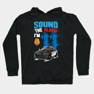 Kids Police Car 11th Birthday Boy Sound The Alarm I'm 11 Hoodie